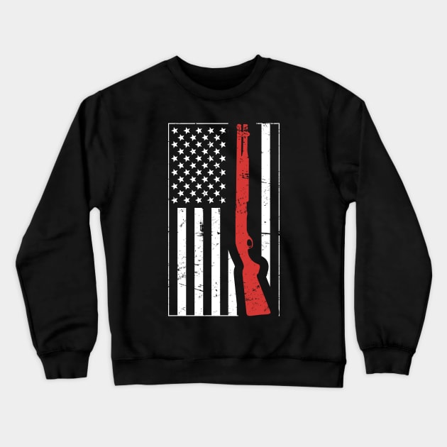 American Flag & Shotgun - Skeet Shooting Crewneck Sweatshirt by MeatMan